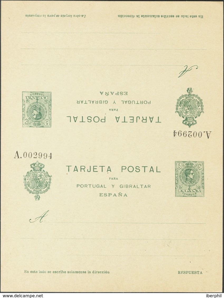 (*)EP55, EP56. 1916. 5 Cts Verde Sobre Tarjeta Entero Postal Y 5 Cts+5 Cts Verde Sobre Tarjeta Entero Postal, De Ida Y V - Autres & Non Classés