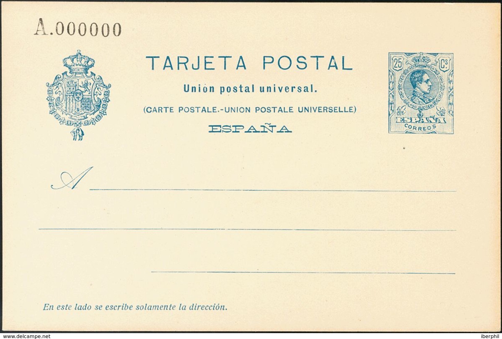 (*)EPNE4, EPNE5. 1916. 25 Cts Azul Sobre Tarjeta Entero Postal Y 25 Cts+25 Cts Azul Sobre Tarjeta Entero Postal, De Ida  - Andere & Zonder Classificatie