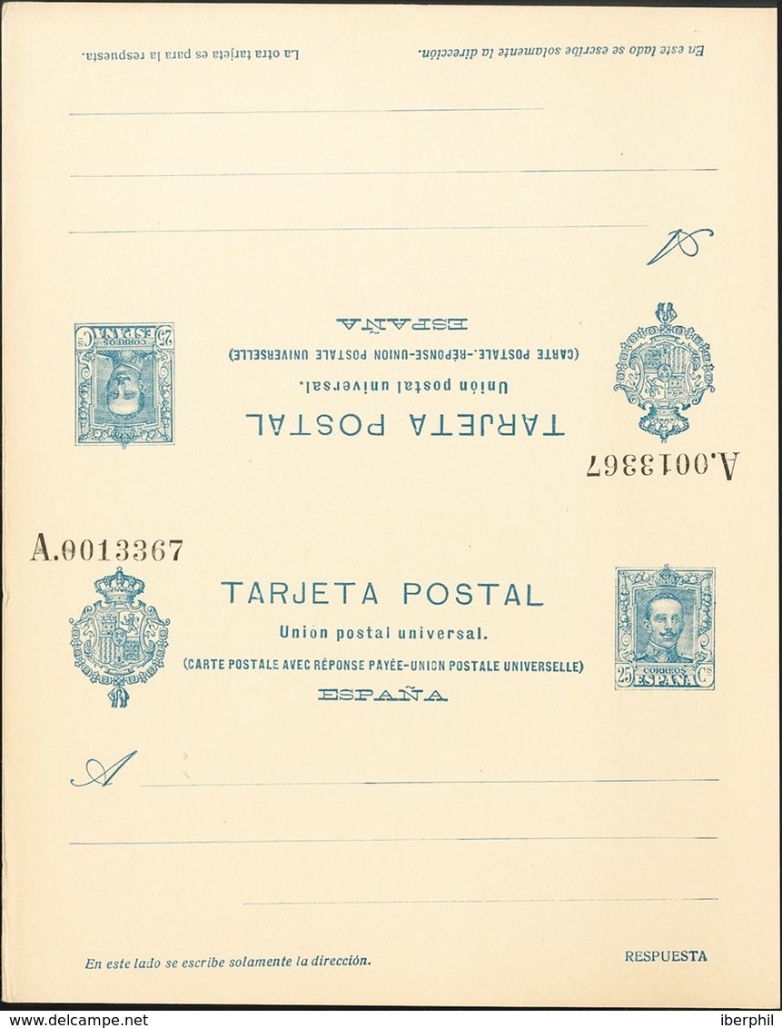 (*)EP59, EP60. 1925. 25 Cts Azul Sobre Tarjeta Entero Postal Y 25 Cts+25 Cts Azul Sobre Tarjeta Entero Postal (plancha), - Autres & Non Classés