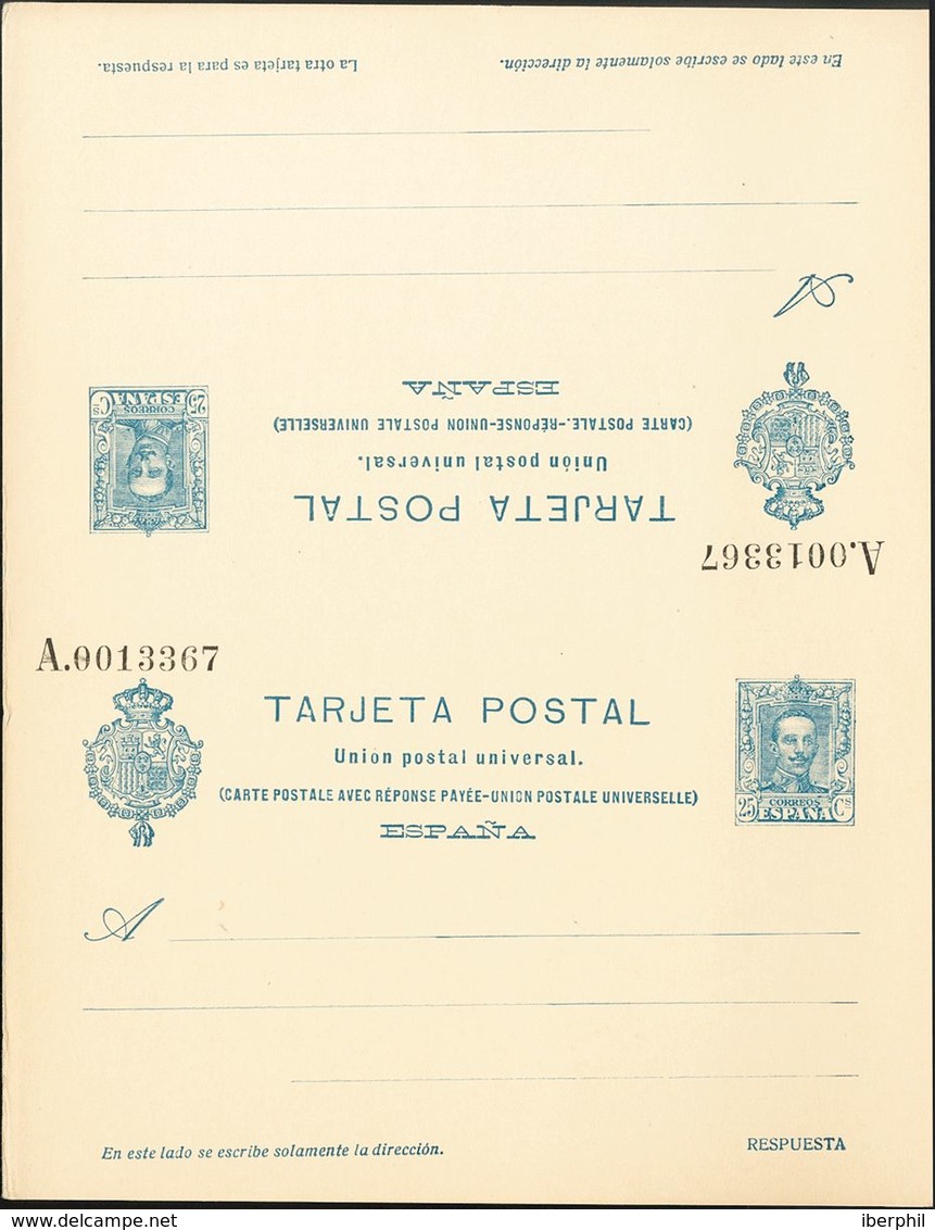 (*)EP59, EP60. 1925. 25 Cts Azul Sobre Tarjeta Entero Postal Y 25 Cts+25 Cts Azul Sobre Tarjeta Entero Postal (plancha), - Sonstige & Ohne Zuordnung