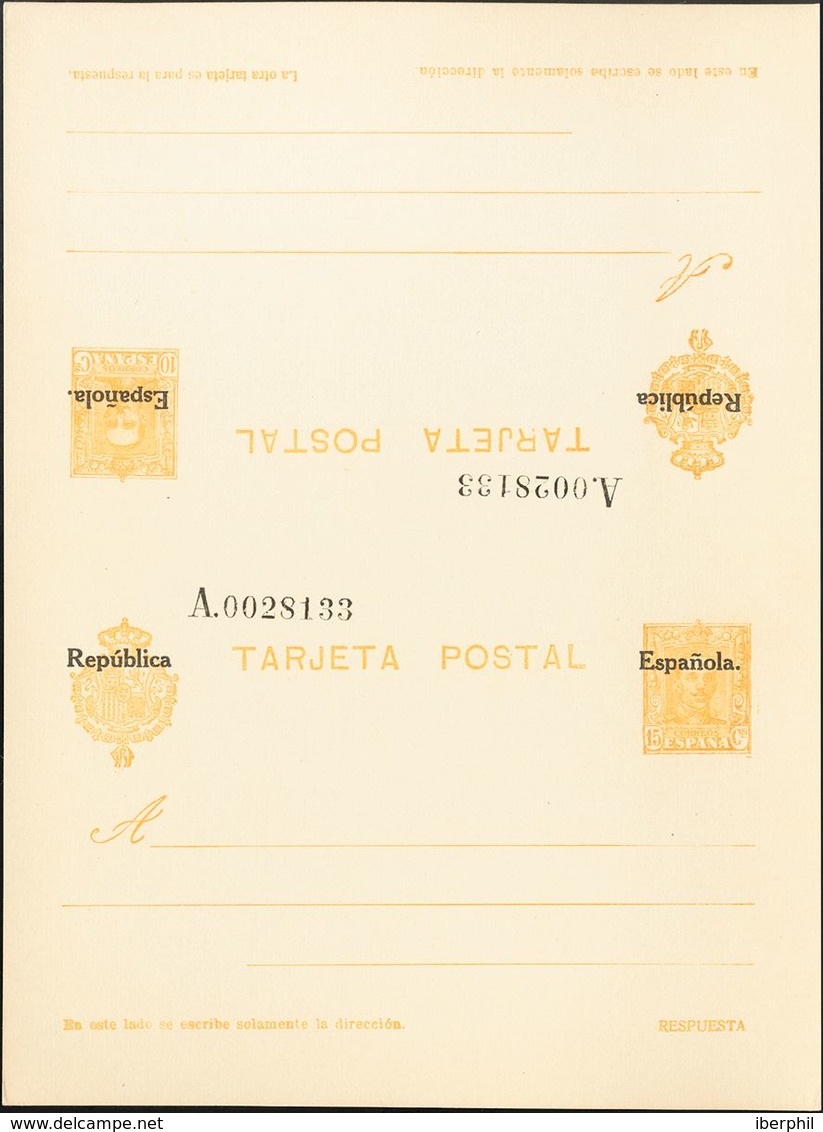 **EP64. 1931. 10 Cts + 15 Cts Amarillo Sobre Tarjeta Entero Postal De Ida Y Vuelta (sin Doblar). MAGNIFICA Y RARA. (Laíz - Other & Unclassified