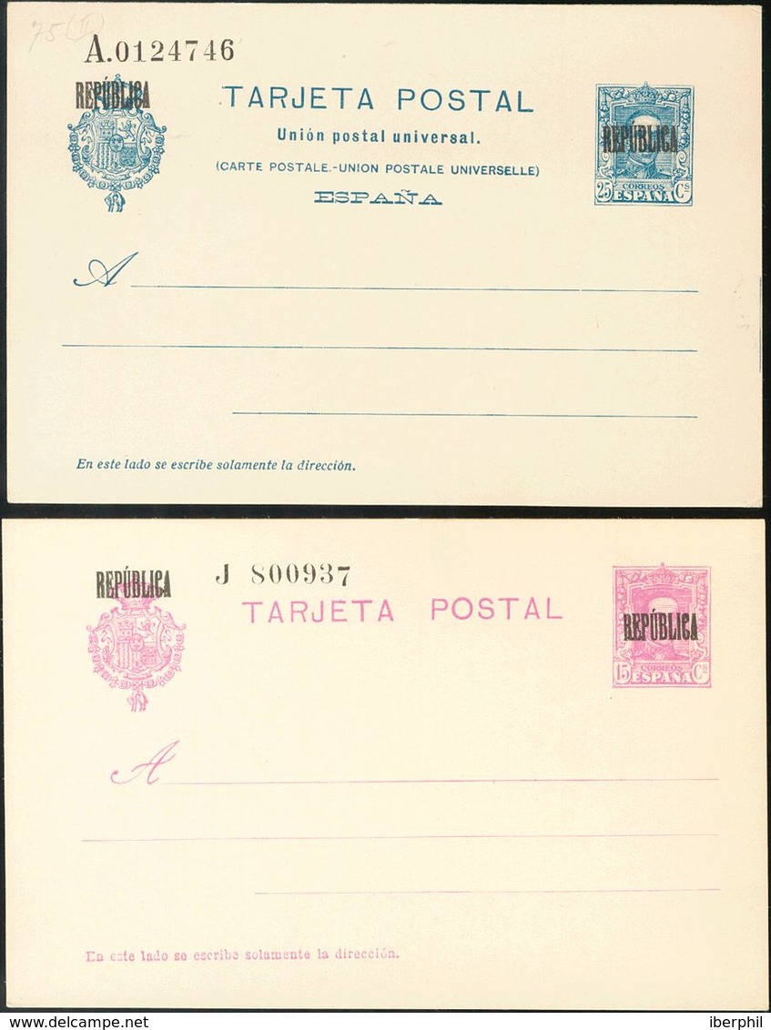 (*)EPB5/6. 1931. 15 Cts Lila Y 25 Cts Azul Sobre Tarjetas Entero Postales De BARCELONA (Emisiones Locales Republicanas). - Andere & Zonder Classificatie