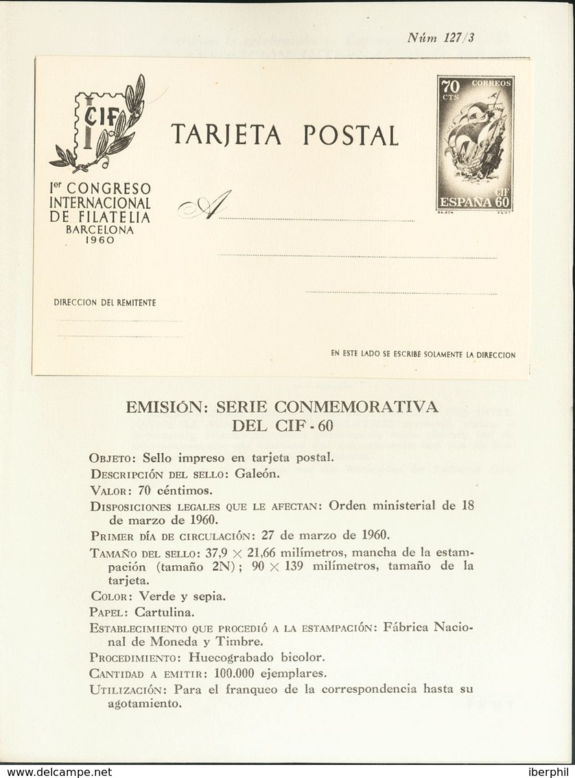 (*)EP88/89M. 1960. Serie Completa. IMPRESION EN NEGRO (dípticos Completos), Sobre Tarjetas Entero Postales. MAGNIFICAS.  - Autres & Non Classés