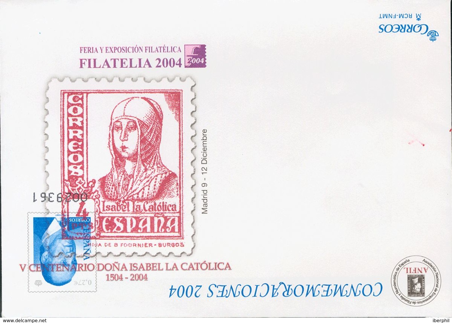 (*)EP96. 2004. 0'27 Euros Azul Sobre Entero Postal Conmemorativo FILATELIA 2004, Con La Variedad ILUSTRACION INVERTIDA.  - Autres & Non Classés