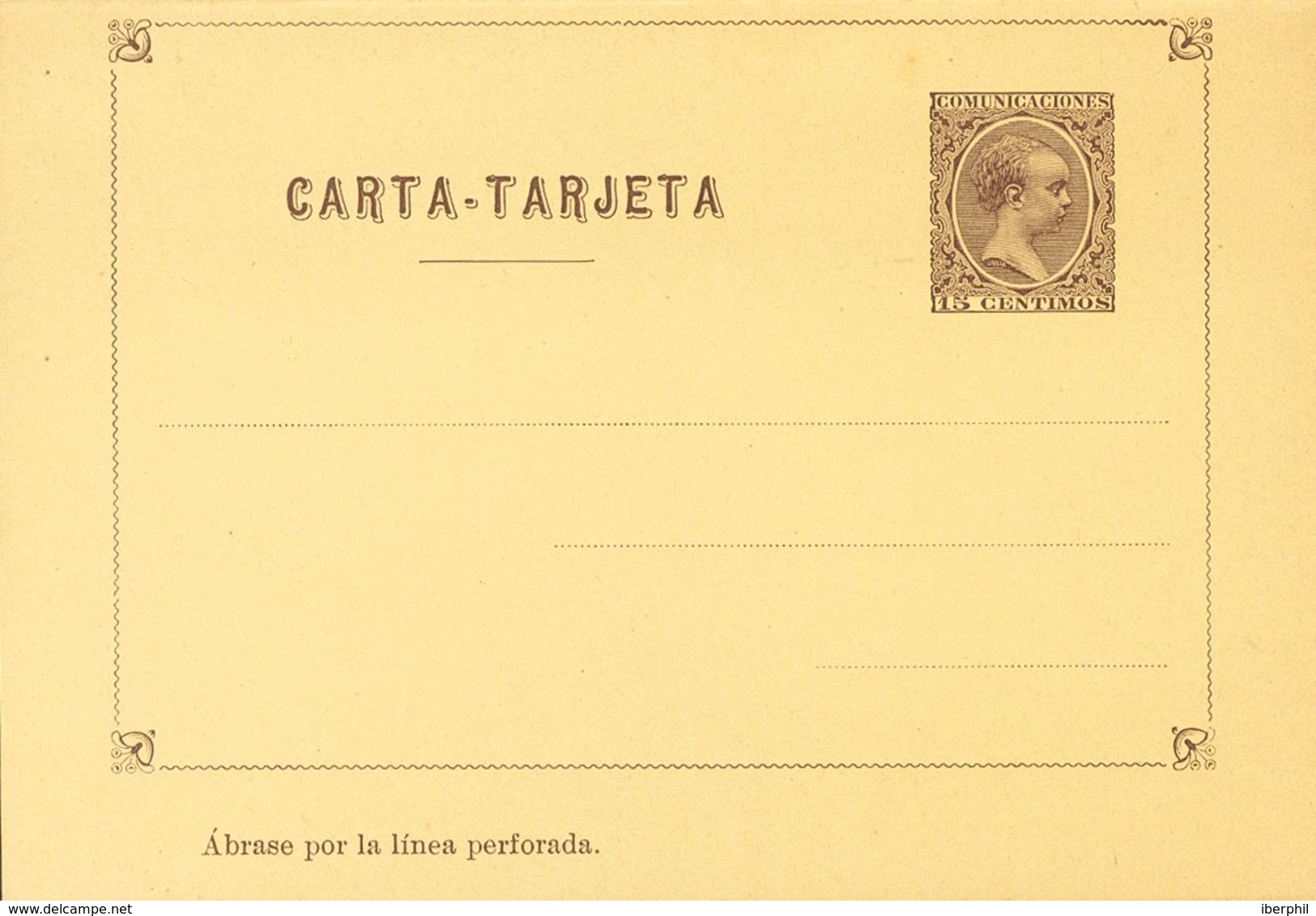 (*)EPP1. 1892. 15 Cts Castaño Sobre Amarillo, Sobre CARTA-TARJETA Doble, Impresa Sólo En Anverso. MAGNIFICA Y RARISIMA. - Altri & Non Classificati