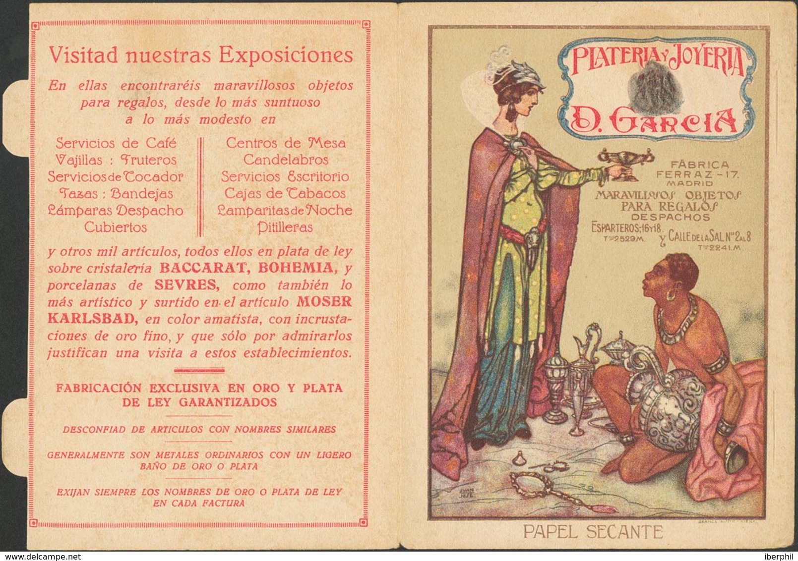 (*)EP492. 1925. 5 Cts Lila Sobre Tarjeta Entero Postal PLATERIA JOYERIA D.GARCIA (conservación Habitual). MAGNIFICA Y RA - Autres & Non Classés