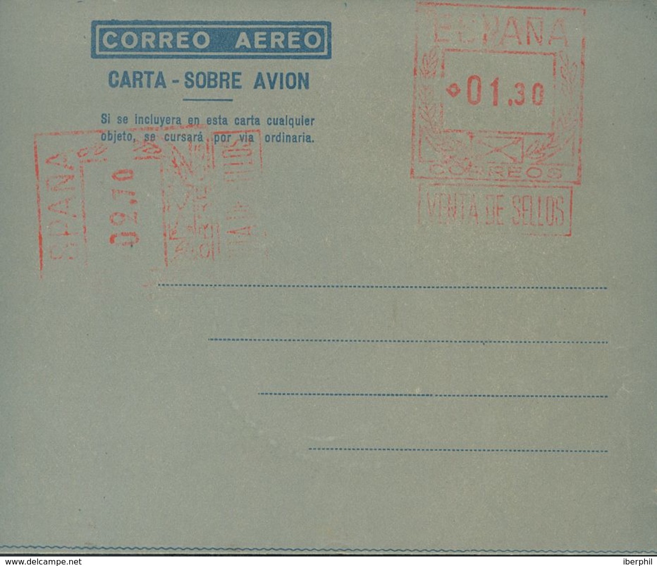 (*)AE25. 1948. 1'30 Pts + 2'70 Pts Sobre Aerograma Con Doble Franqueo. MAGNIFICO Y RARO. Edifil 2017: 207 Euros - Andere & Zonder Classificatie