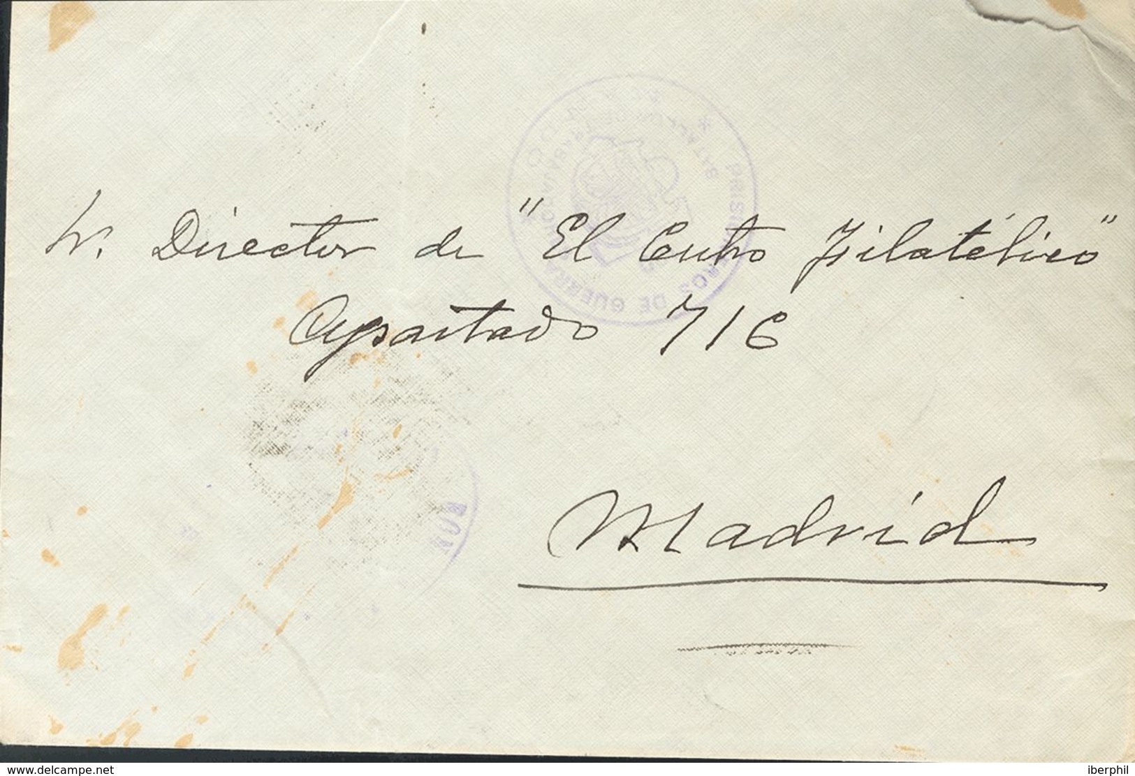 Sobre . 1939. Dirigida A MADRID. Marcas De Franquicia PRISIONEROS DE GUERRA / 130 / BATALLON DE TRABAJADORES / MANDO Y D - Autres & Non Classés