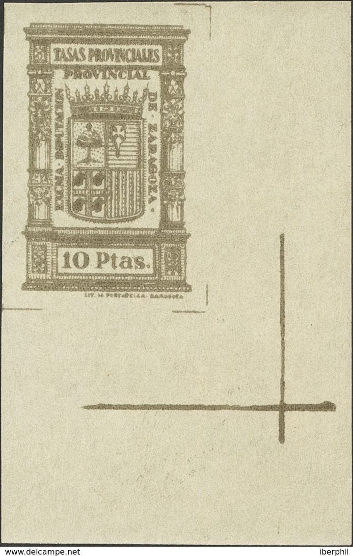 **. (1939ca). Serie Completa (sin Dentar), Siete Valores. ZARAGOZA. TASAS PROVINCIALES. MAGNIFICA Y RARA, NO RESEÑADA. - Andere & Zonder Classificatie