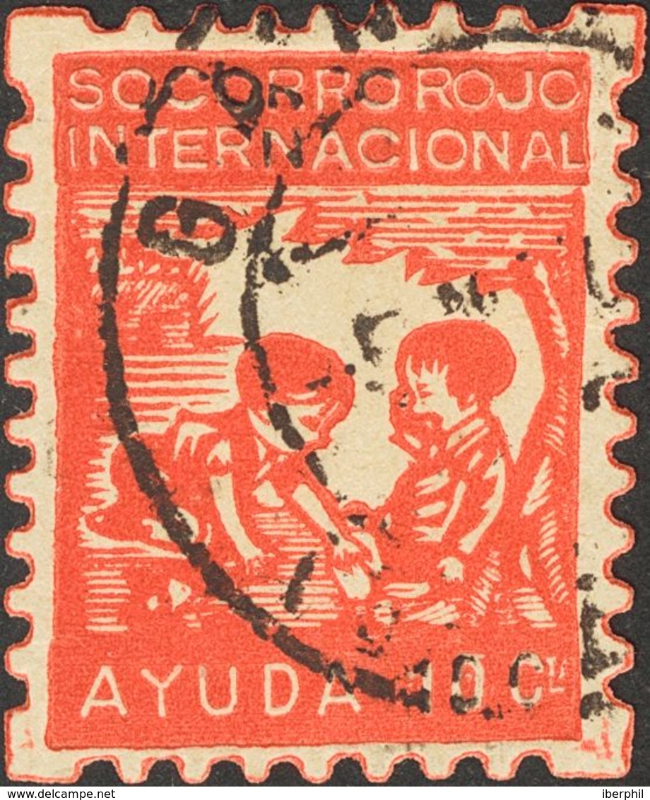 º. 1937. 10 Cts Rojo. S.R.I. AYUDA (niños Grandes). MAGNIFICO Y RARO. (Allepuz 1181, Domenech 68) - Autres & Non Classés