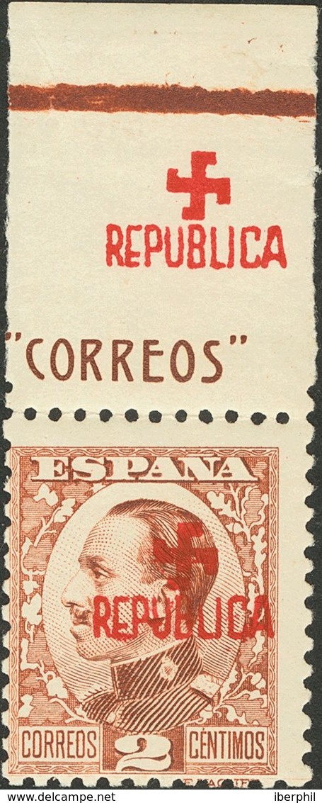**1. 1931. 2 Cts Castaño, Borde De Hoja Con Impresión De La Sobrecarga. MAGNIFICO Y RARO. - Autres & Non Classés