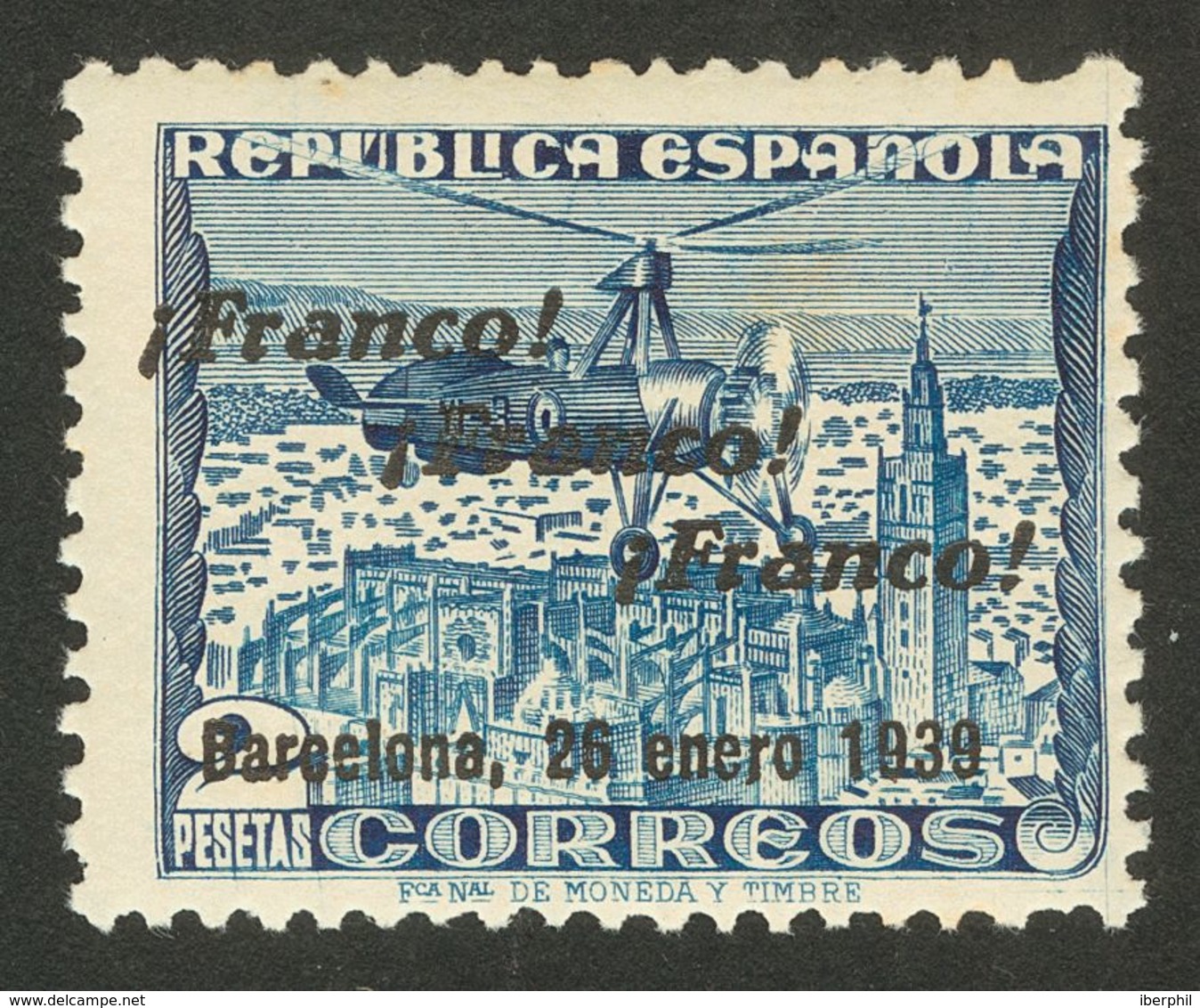 **21. 1939. 2 Pts Azul. MAGNIFICO Y RARO. - Sonstige & Ohne Zuordnung