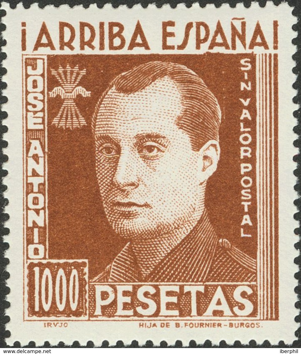 **. (1937ca). 1000 Pts Castaño Amarillo JOSE ANTONIO. MAGNIFICO Y MUY RARO. (Allepuz 62) - Autres & Non Classés