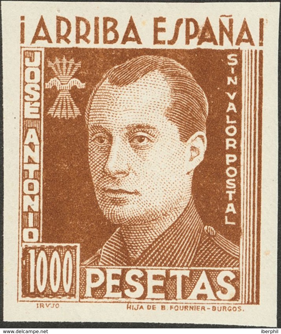 **. (1937ca). 1000 Pts Castaño Amarillo JOSE ANTONIO. SIN DENTAR. MAGNIFICO Y MUY RARO. (Allepuz 62) - Other & Unclassified