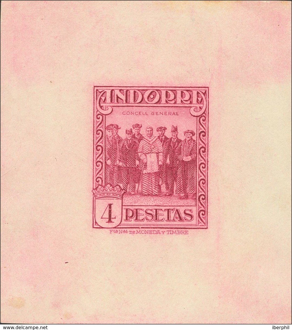 *25P. 1929. 4 Pts Rosa Lila. PRUEBA DE PUNZON, Sobre Papel Engomado. MAGNIFICA Y RARA. - Autres & Non Classés