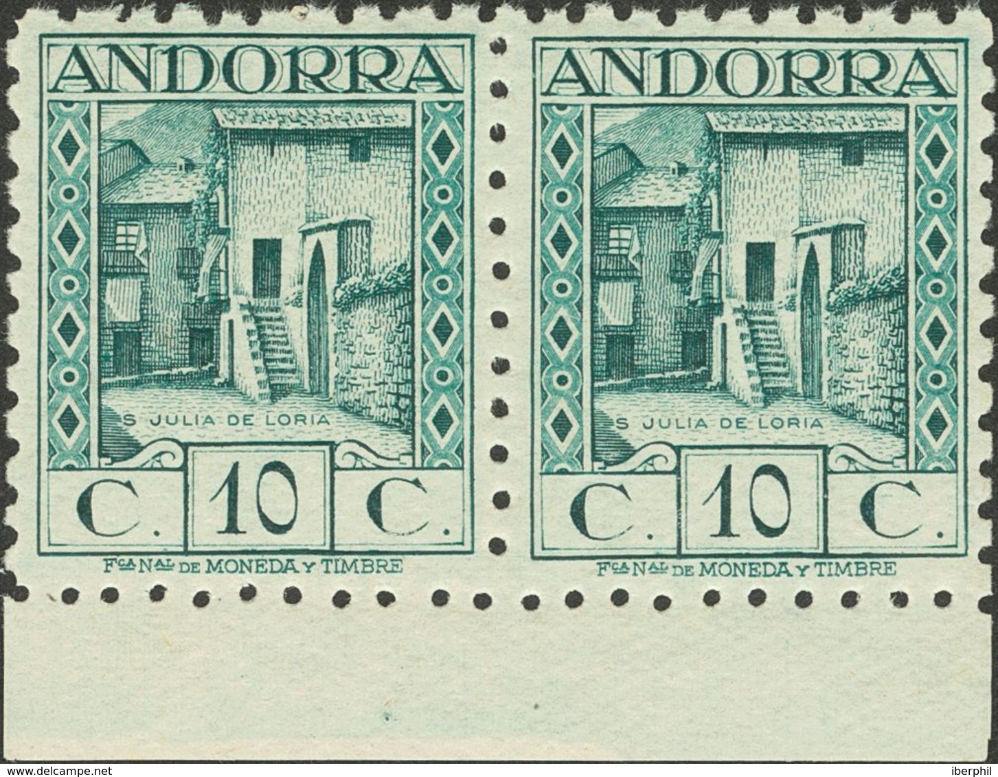 **30d(2). 1935. 10 Cts Azul Verdoso, Pareja. DENTADO 10. MAGNIFICA Y MUY RARA. Edifil 2013: +880 Euros - Other & Unclassified