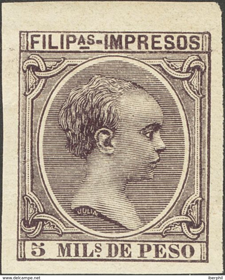 **78s. 1890. 5 Mils Violeta Negro. SIN DENTAR. MAGNIFICO. Edifil 2019: 150 Euros - Autres & Non Classés