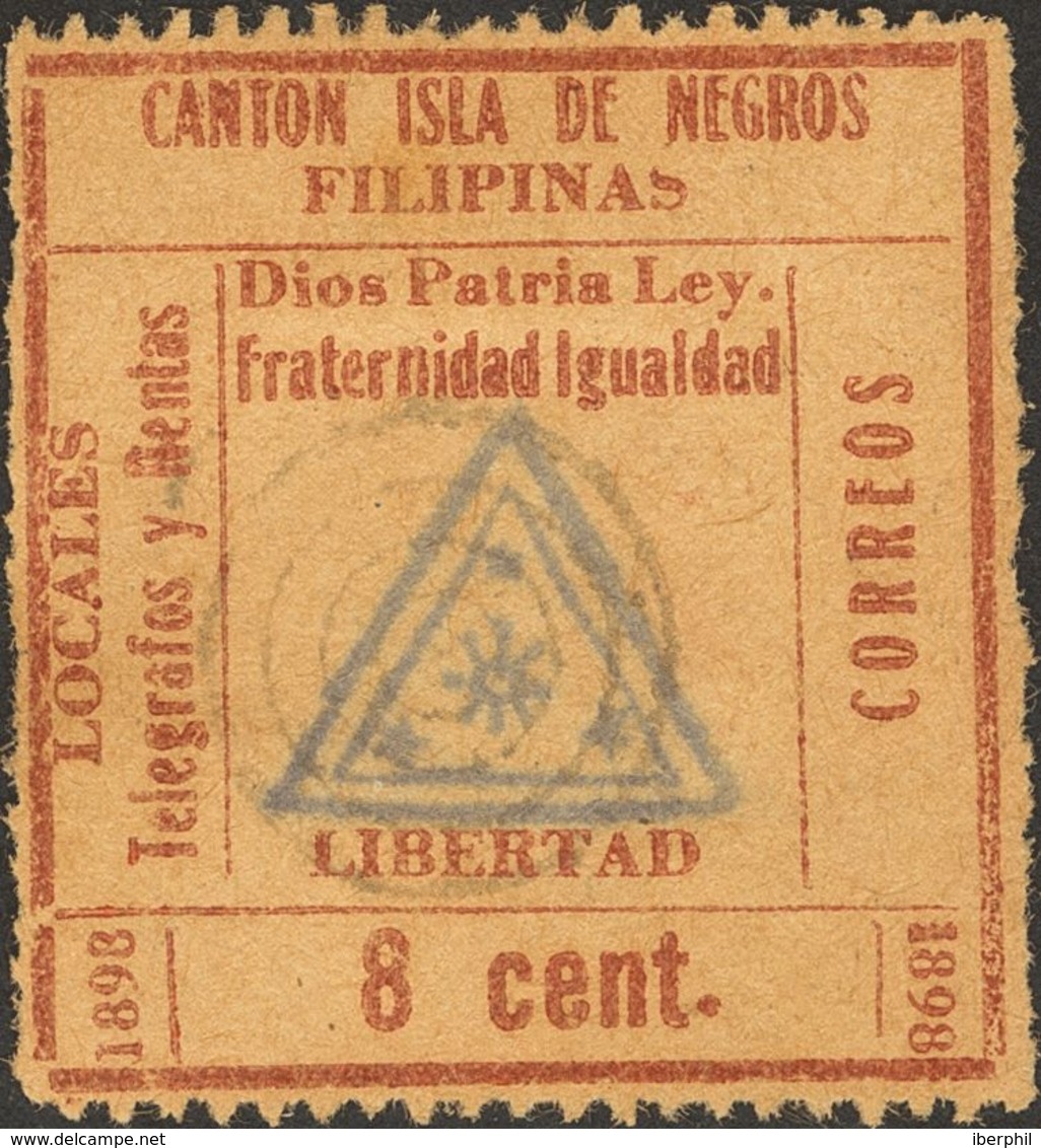 º. 1898. 8 Ctvos PROVISIONALES DE LA ISLA DE NEGROS / LOCALES TELEGRAFOS Y RENTAS. Matasello CIRCULO CONCENTRICO. MAGNIF - Other & Unclassified
