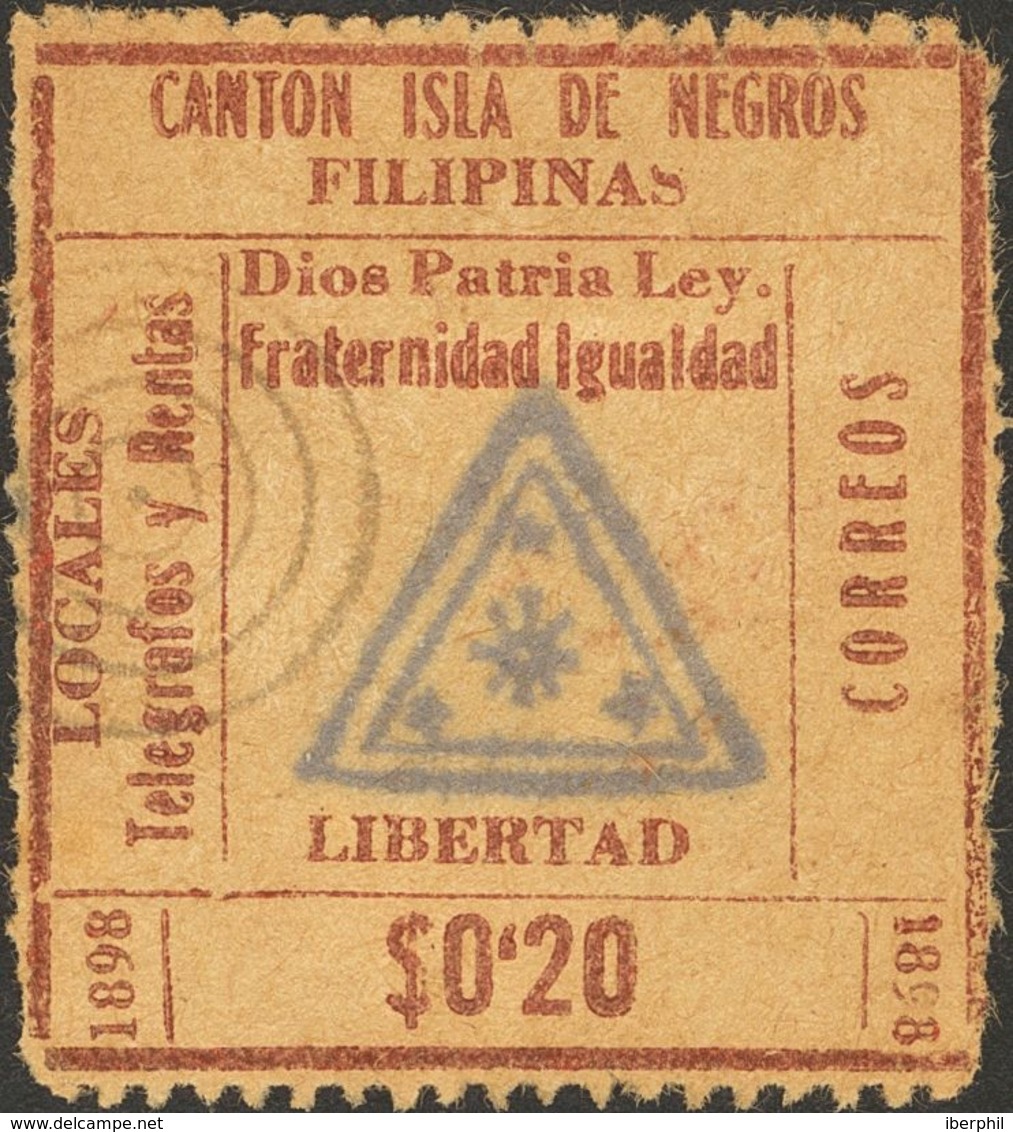 º. 1898. 20 Ctvos PROVISIONALES DE LA ISLA DE NEGROS / LOCALES TELEGRAFOS Y RENTAS. Matasello CIRCULO CONCENTRICO. MAGNI - Other & Unclassified