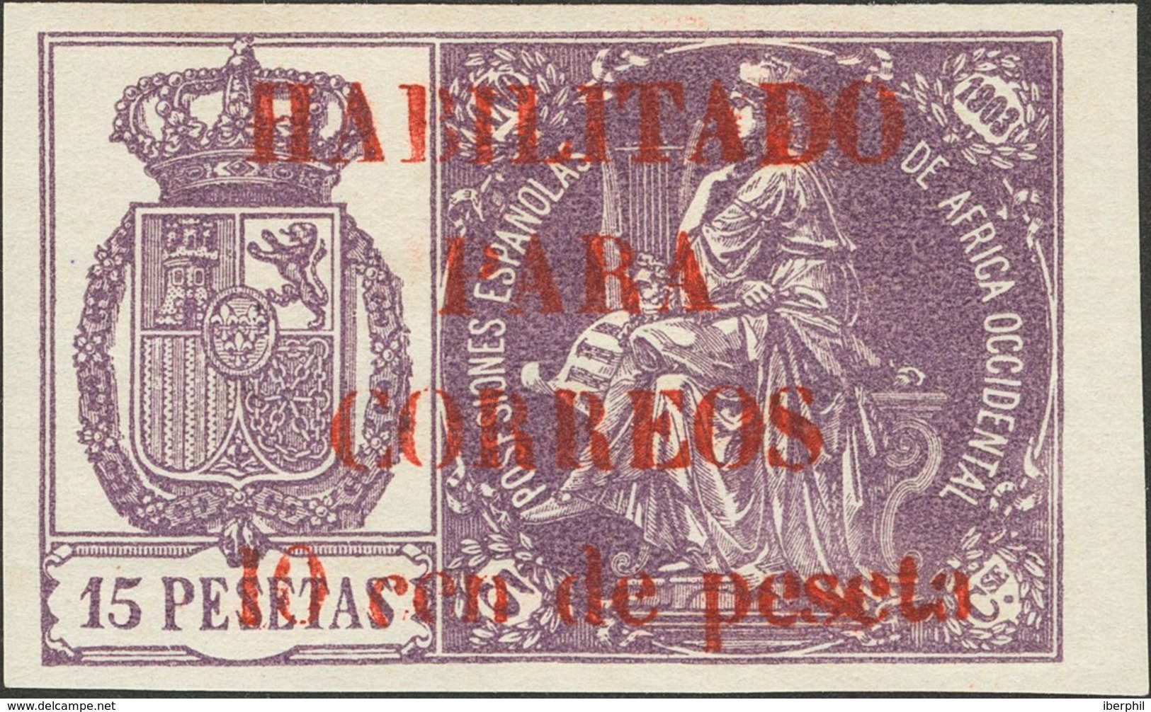 *26Q. 1904. 10 Cts Sobre 15 Pts Violeta. MAGNIFICO Y MUY RARO. Cert. CEM. Edifil 2018: 1.425 Euros - Sonstige & Ohne Zuordnung