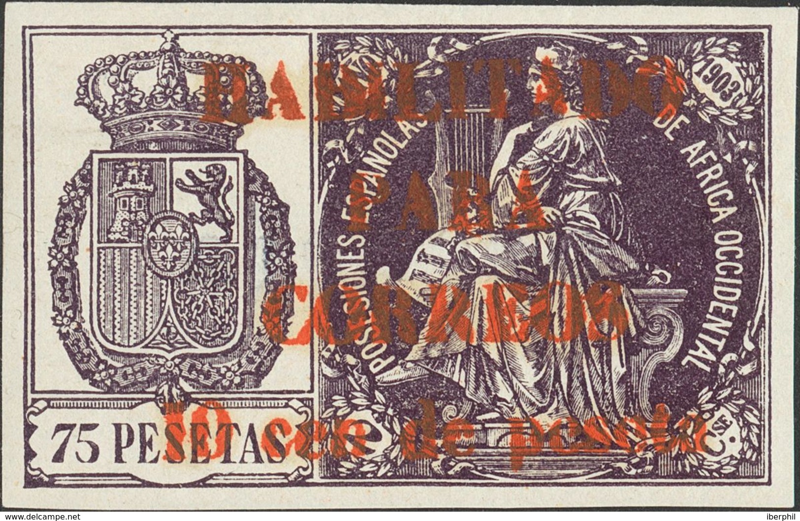 *26W. 1904. 10 Cts Sobre 75 Pts Violeta. MAGNIFICO Y MUY RARO. Cert. CEM. Edifil 2018: 2.000 Euros - Andere & Zonder Classificatie