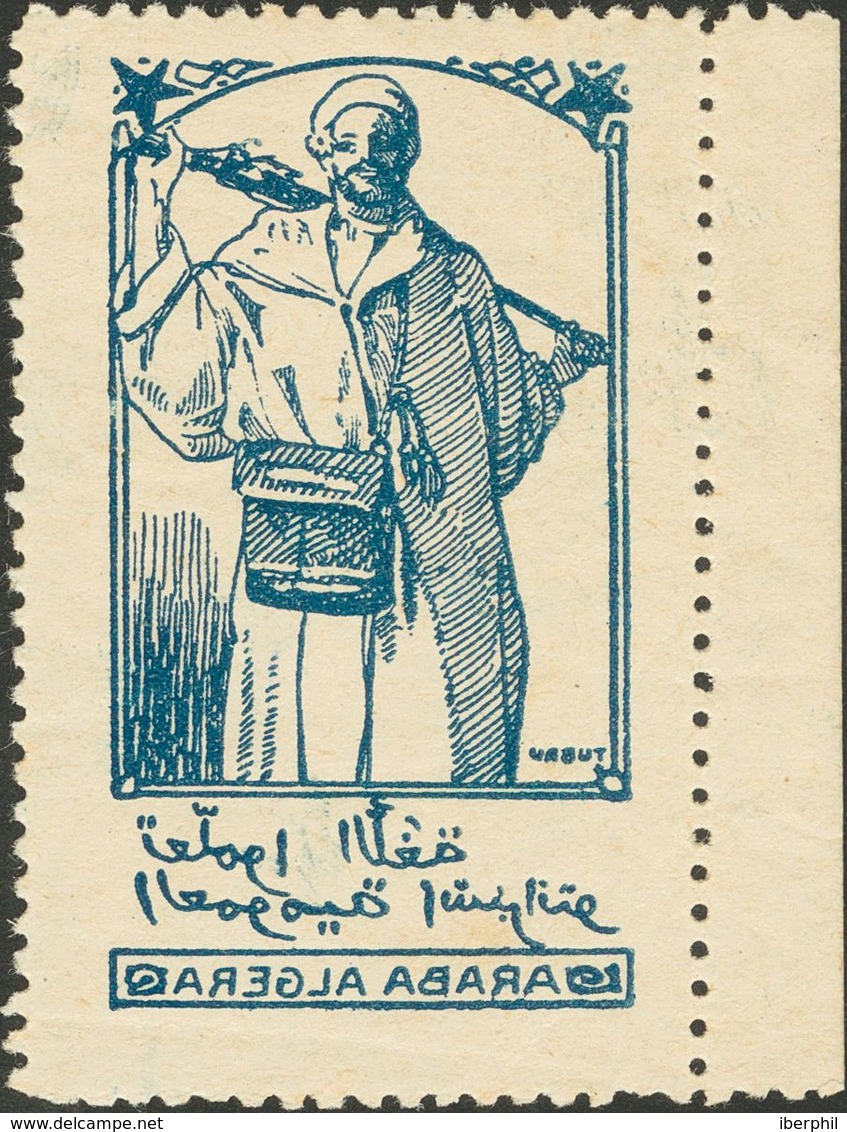 **. (1938ca). Sin Valor, Azul. Leyenda En árabe Y ARABA ALGERA, Ambas En Espejo. MAGNIFICO Y RARO, NO RESEÑADO, EN NUEST - Andere & Zonder Classificatie