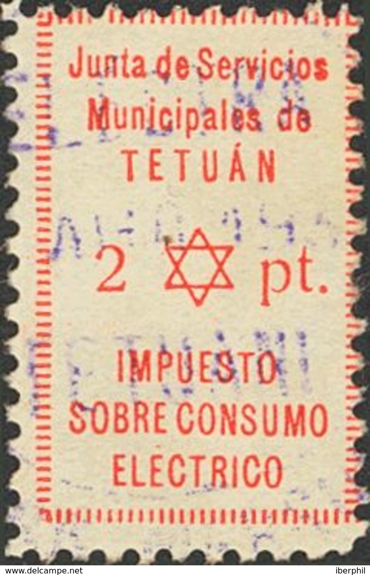 º. 1938. 2 Pts Rojo. IMPUESTO SOBRE CONSUMO ELECTRICO. MAGNIFICO Y RARISIMO. - Autres & Non Classés