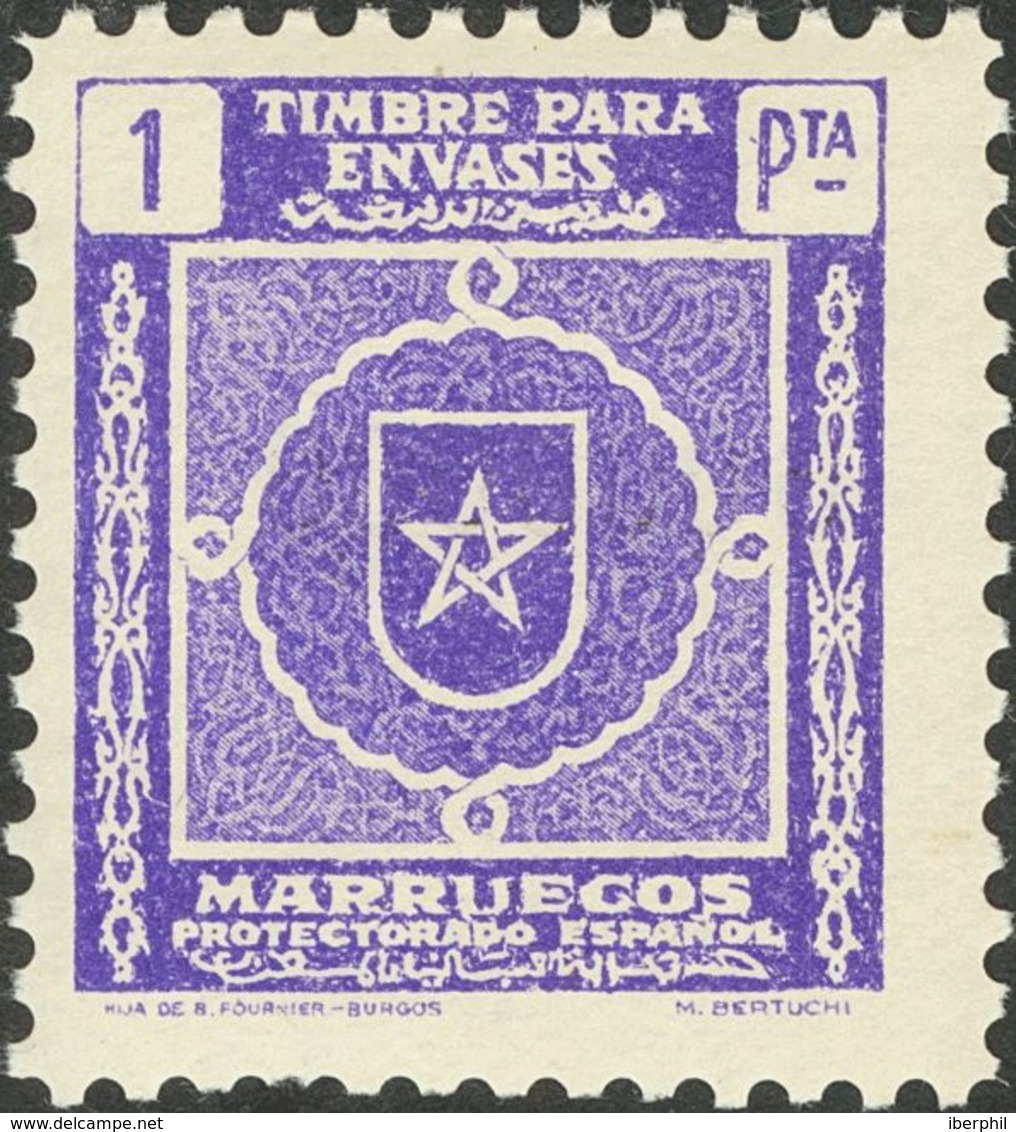 *. (1945ca). 5 Cts, 10 Cts, 15 Cts, 20 Cts, 25 Cts, 50 Cts Y 1 Pts. TIMBRES PARA ENVASES Y Nº000000, Al Dorso (excepto E - Other & Unclassified