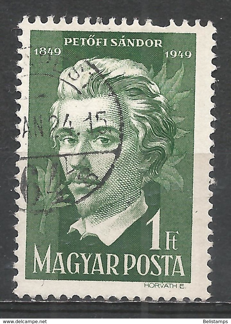 Hungary 1950. Scott #869 (U) Sàndor Petöfi, Poet - Oblitérés