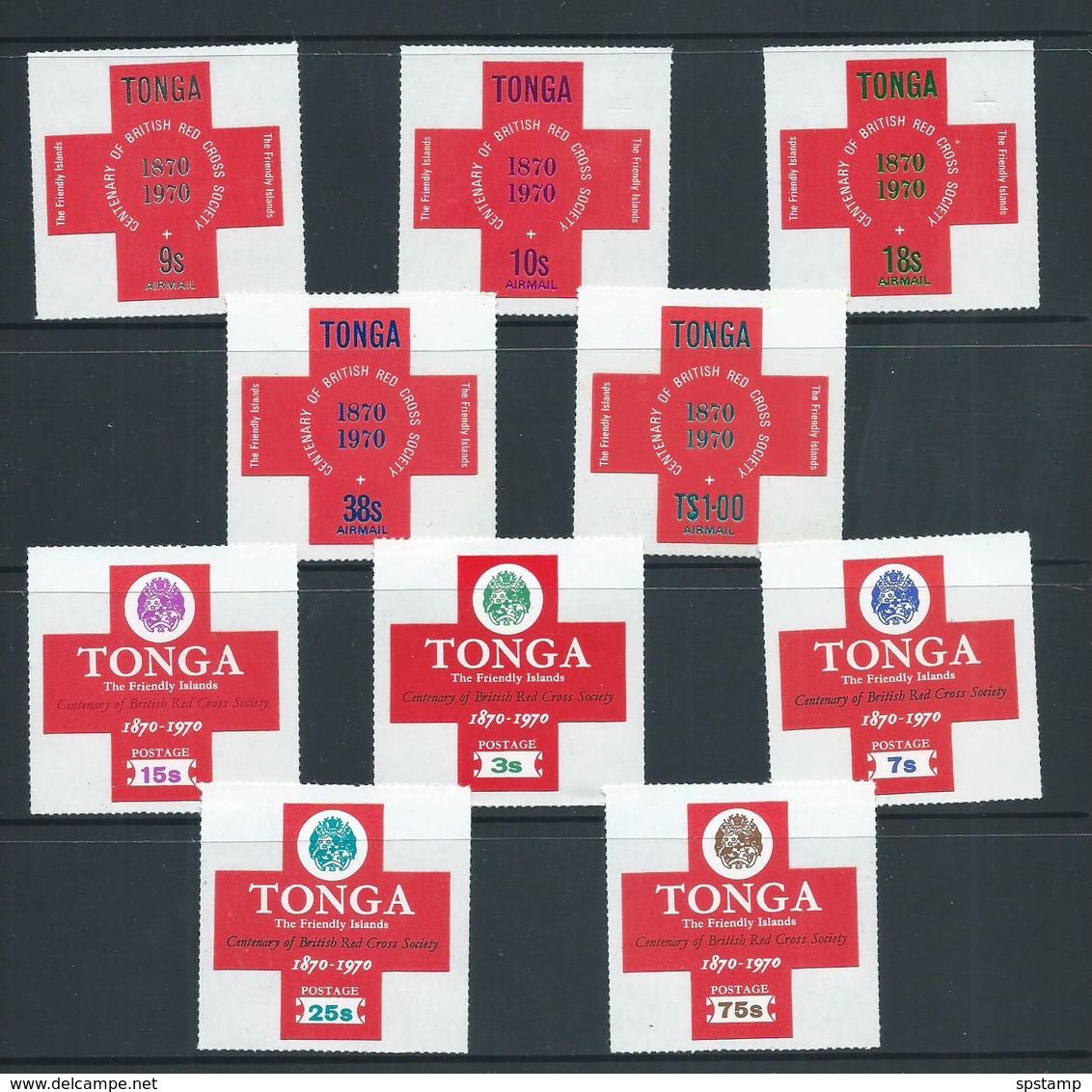 Tonga 1970 Red Cross Self Adhesive Both Postage And Air Sets 5 MNH (10) - Tonga (1970-...)