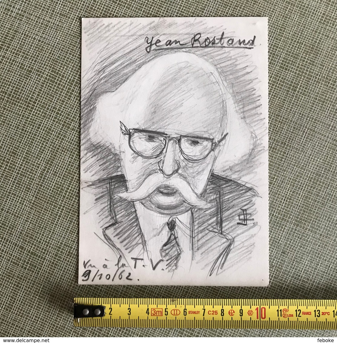 JEAN ROSTAND DESSIN CRAYON MONOGRAMMÉ ' C D ' 1962 - Autres & Non Classés