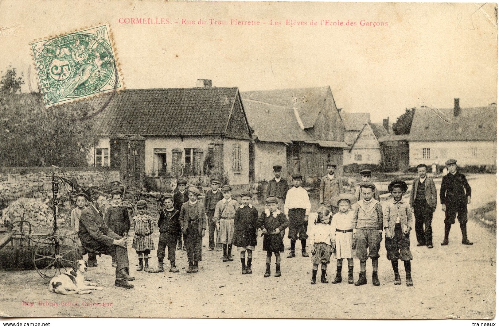 60 CORMEILLES "RUE DU TROU PIERRETTE LES ELEVES DE L'ECOLE DES GARCONS" - Autres & Non Classés