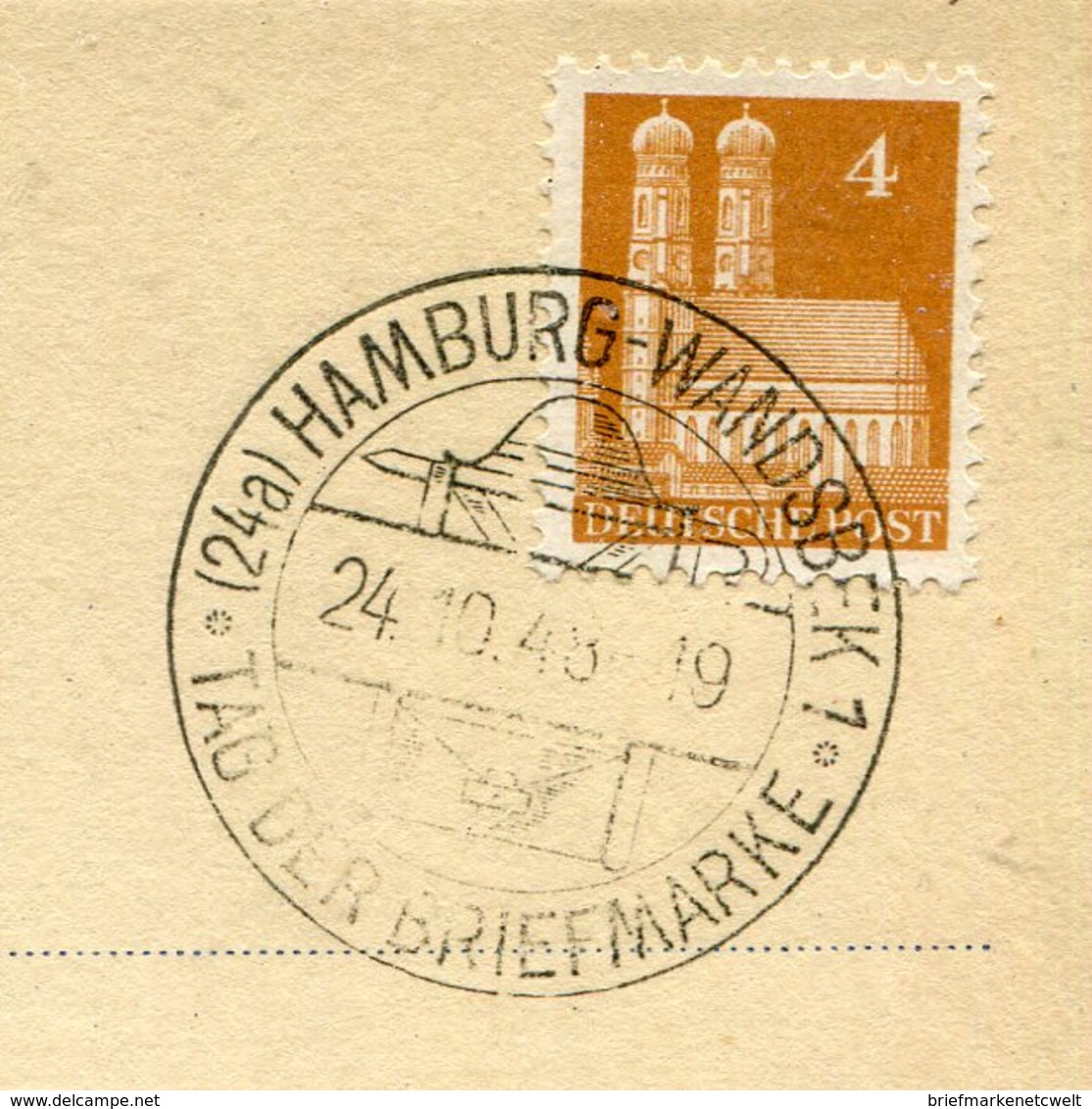 Bizone / 1948 / So-Beleg "Tag Der Briefmarke", So-Stempel HAMBURG-WANDSBEK (11308) - Sonstige & Ohne Zuordnung