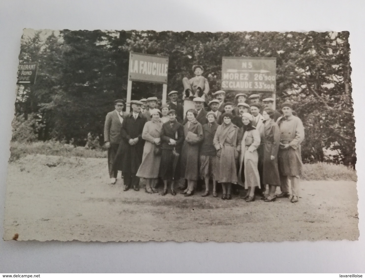 CPA 39 CARTE PHOTO LA FAUCILLE GROUPE DE TOURISTES DE L YONNE 1934 COURLON VOIR AU DOS TRES RARE BELLE CARTE !! - Autres & Non Classés