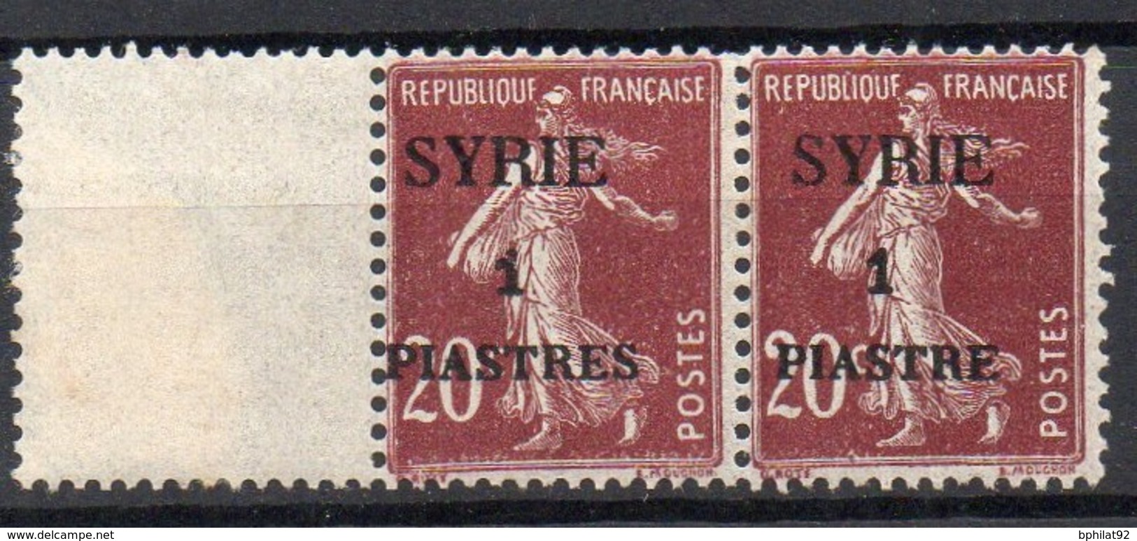 !!! PRIX FIXE : SYRIE, PAIRE DU N°109/109a VARIETE PIASTRES AVEC S NEUVE ** - Unused Stamps