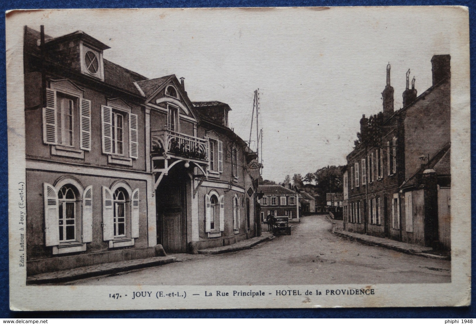 -JOUY   -  La Rue Principale -Hotel De La Providence.1939.   ( Obl  Dépot-d'infanterie.) - Jouy
