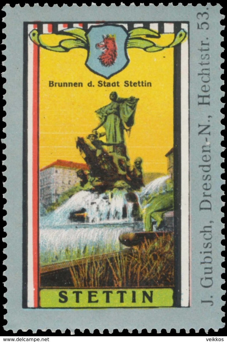 Dresden: Brunnen Der Stadt Stettin Reklamemarke - Vignetten (Erinnophilie)