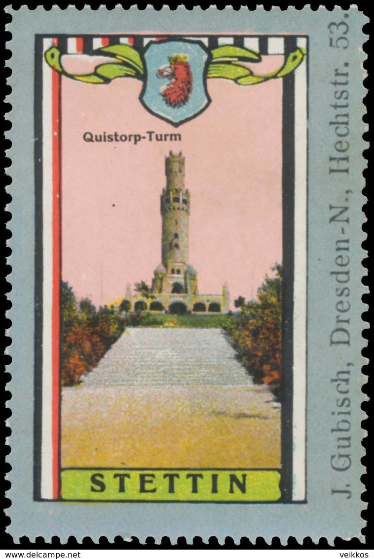 Dresden: Quistorp-Turm In Stettin Reklamemarke - Vignetten (Erinnophilie)