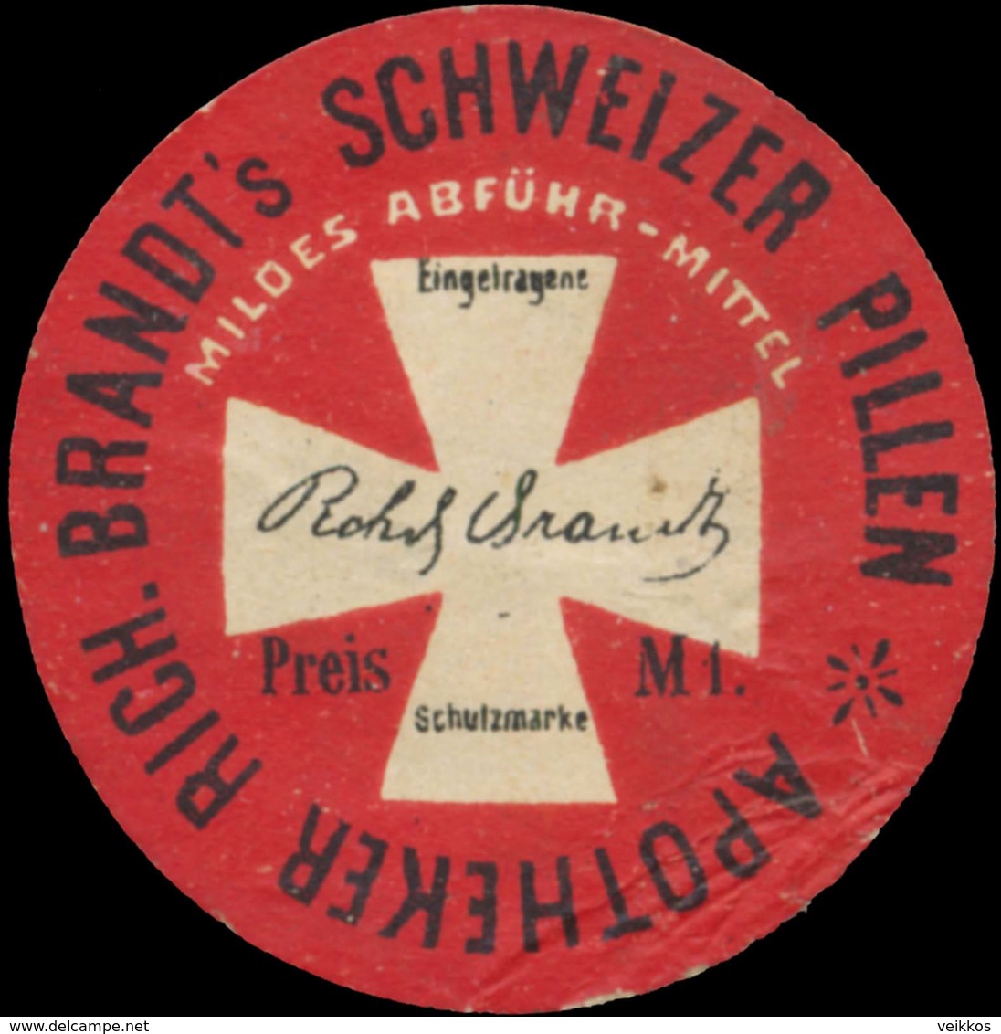 Frankfurt/Main: Apotheker Richards Brandts Schweizer Pillen Reklamemarke - Vignetten (Erinnophilie)