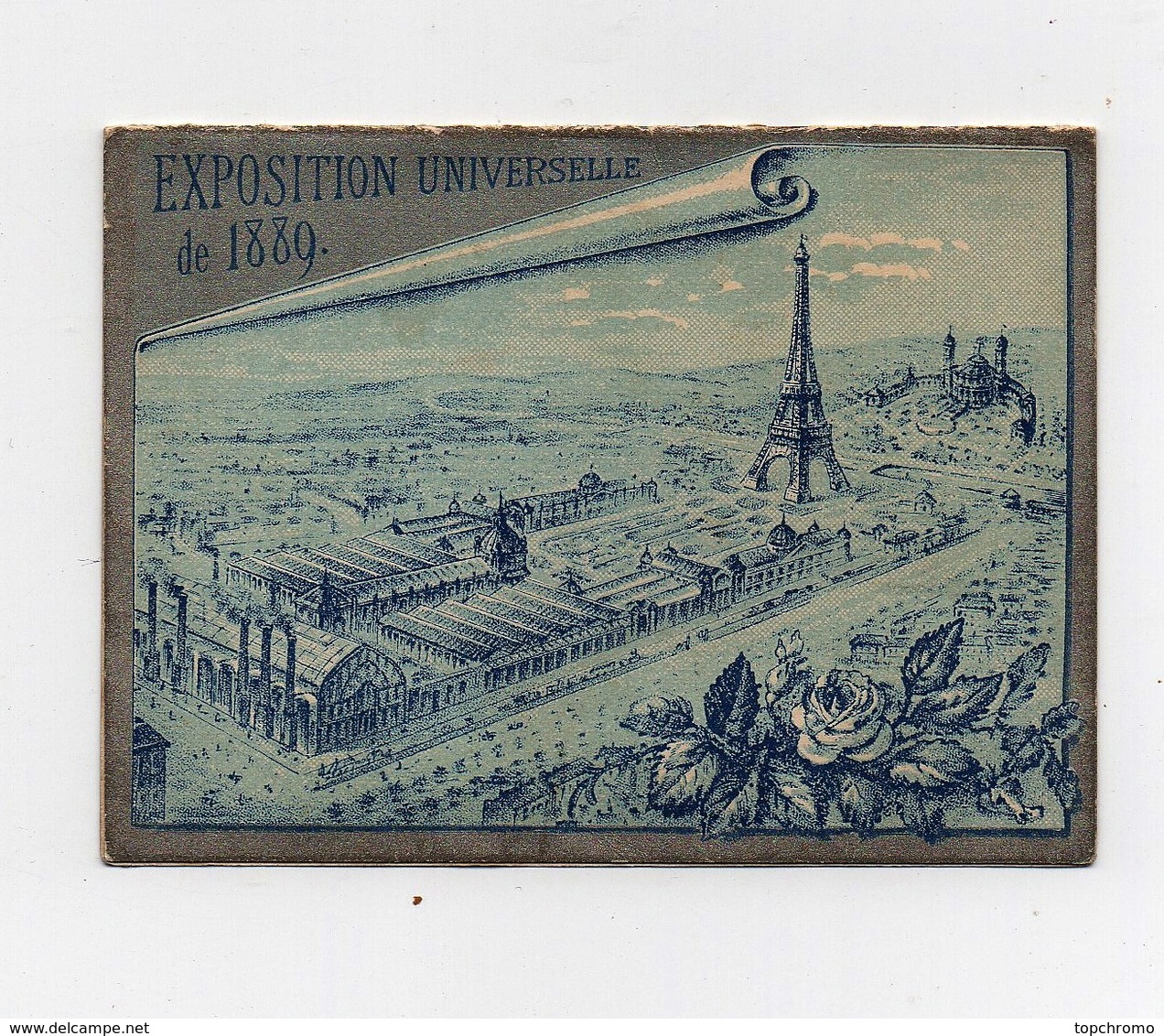 Carte Parfumée Chromo Parfumerie Irida Souvenir De L'exposition Universelle 1889 Lith. Nortier Offert Par F. Millot - Vintage (until 1960)