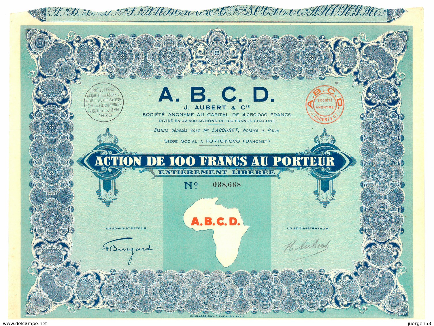 A. B. C. D. J. Aubert & Cie, Porto-Novo (Dahomey) - Afrique