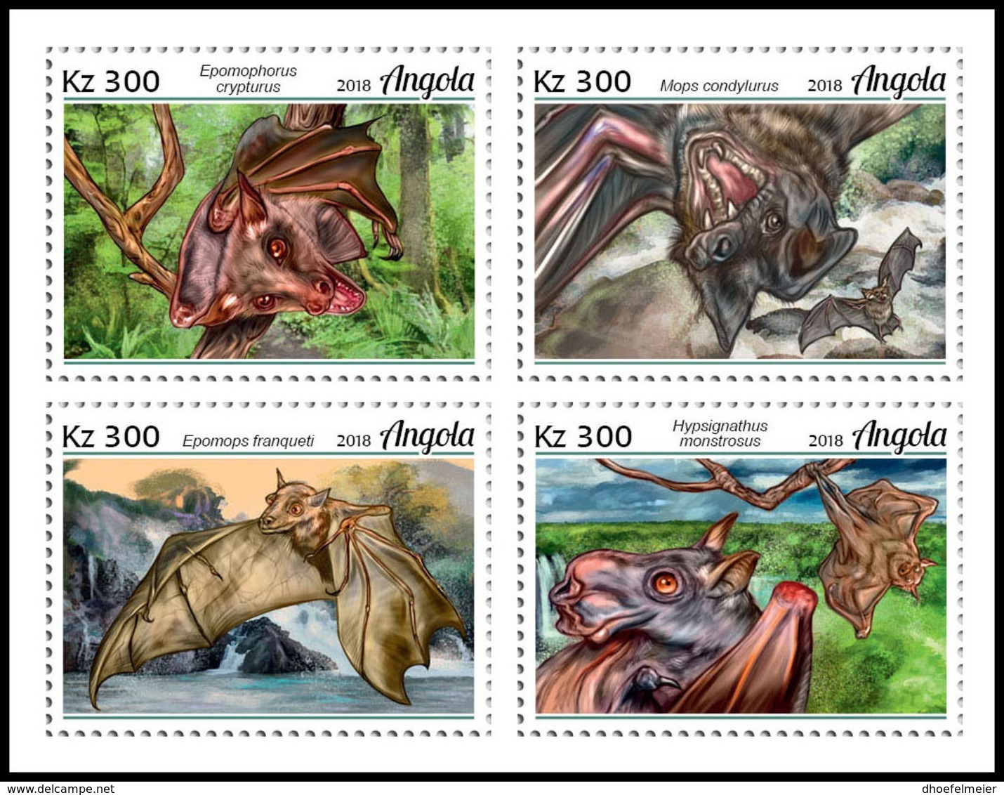 ANGOLA 2018 MNH Bats Fledermäuse Chauves-souris 4v - OFFICIAL ISSUE - DH1906 - Chauve-souris