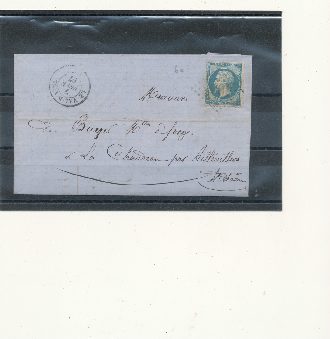 N°22 SUR LETTRE CACHET A CERCLE PERLE + CACHET BUREAU DE PASSE. - 1862 Napoleon III