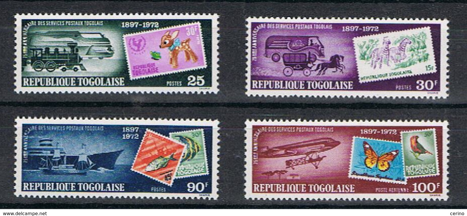 TOGO:  1973  GIORNATA  DEL  FRANCOBOLLO  -  S. CPL. 4  VAL. N. -  MICHEL  999/02 - Togo (1960-...)