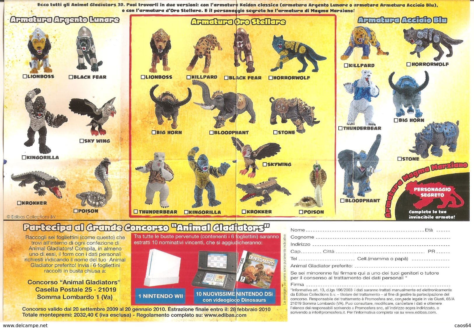 ANIMAL GLADIATORS CHECK LIST EDIBAS CARDS - Altri & Non Classificati