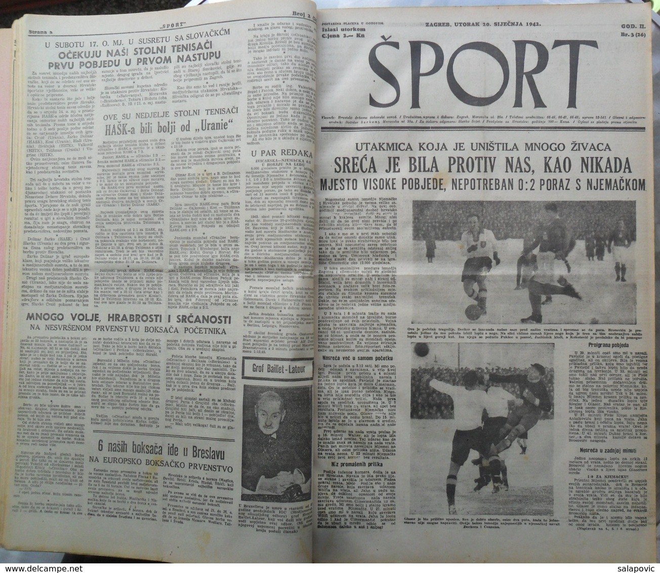 SPORT NDH NOVINE KOMPLETNA 1942 GODINA(FALI SAMO BROJ 33), UVEZANO 50 BROJEVA NDH NEWS COMPLETE 1942 YEAR, RRARE - Bücher