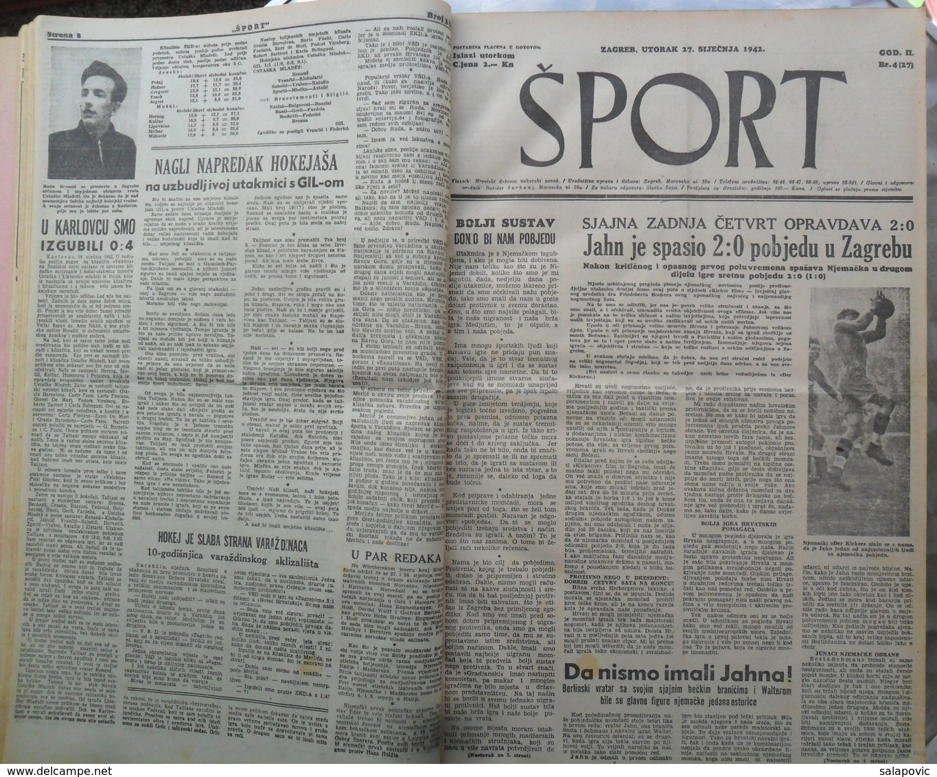 SPORT NDH NOVINE KOMPLETNA 1942 GODINA(FALI SAMO BROJ 33), UVEZANO 50 BROJEVA NDH NEWS COMPLETE 1942 YEAR, RRARE - Libros