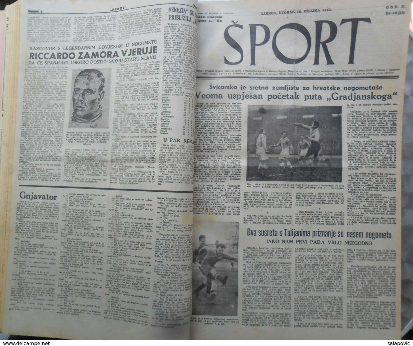 SPORT NDH NOVINE KOMPLETNA 1942 GODINA(FALI SAMO BROJ 33), UVEZANO 50 BROJEVA NDH NEWS COMPLETE 1942 YEAR, RRARE