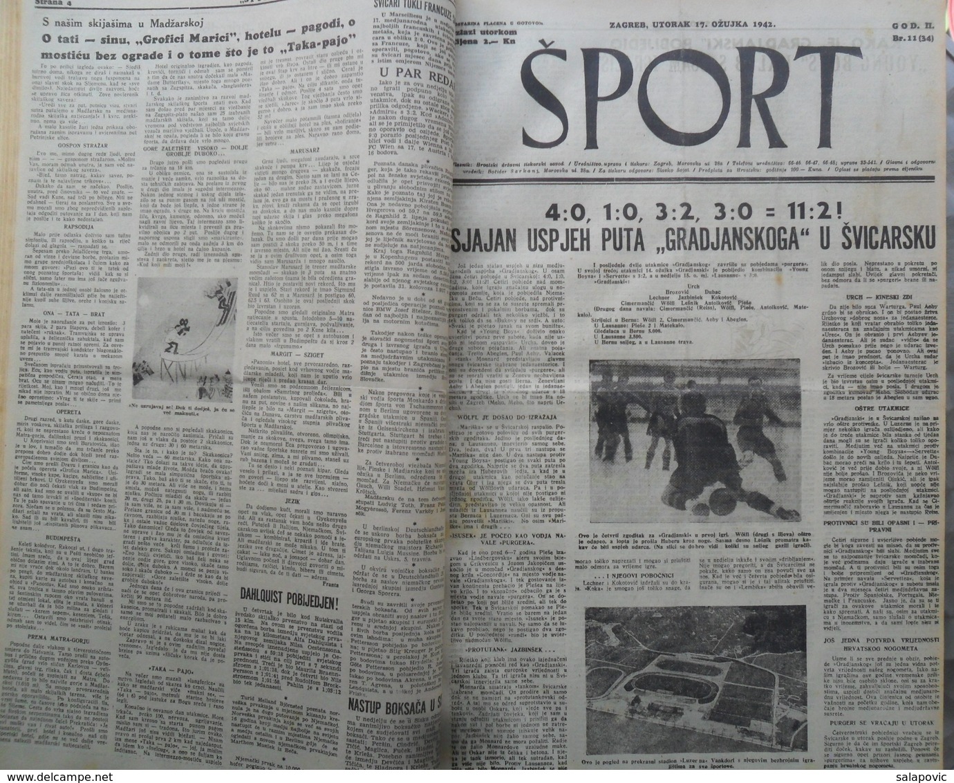 SPORT NDH NOVINE KOMPLETNA 1942 GODINA(FALI SAMO BROJ 33), UVEZANO 50 BROJEVA NDH NEWS COMPLETE 1942 YEAR, RRARE