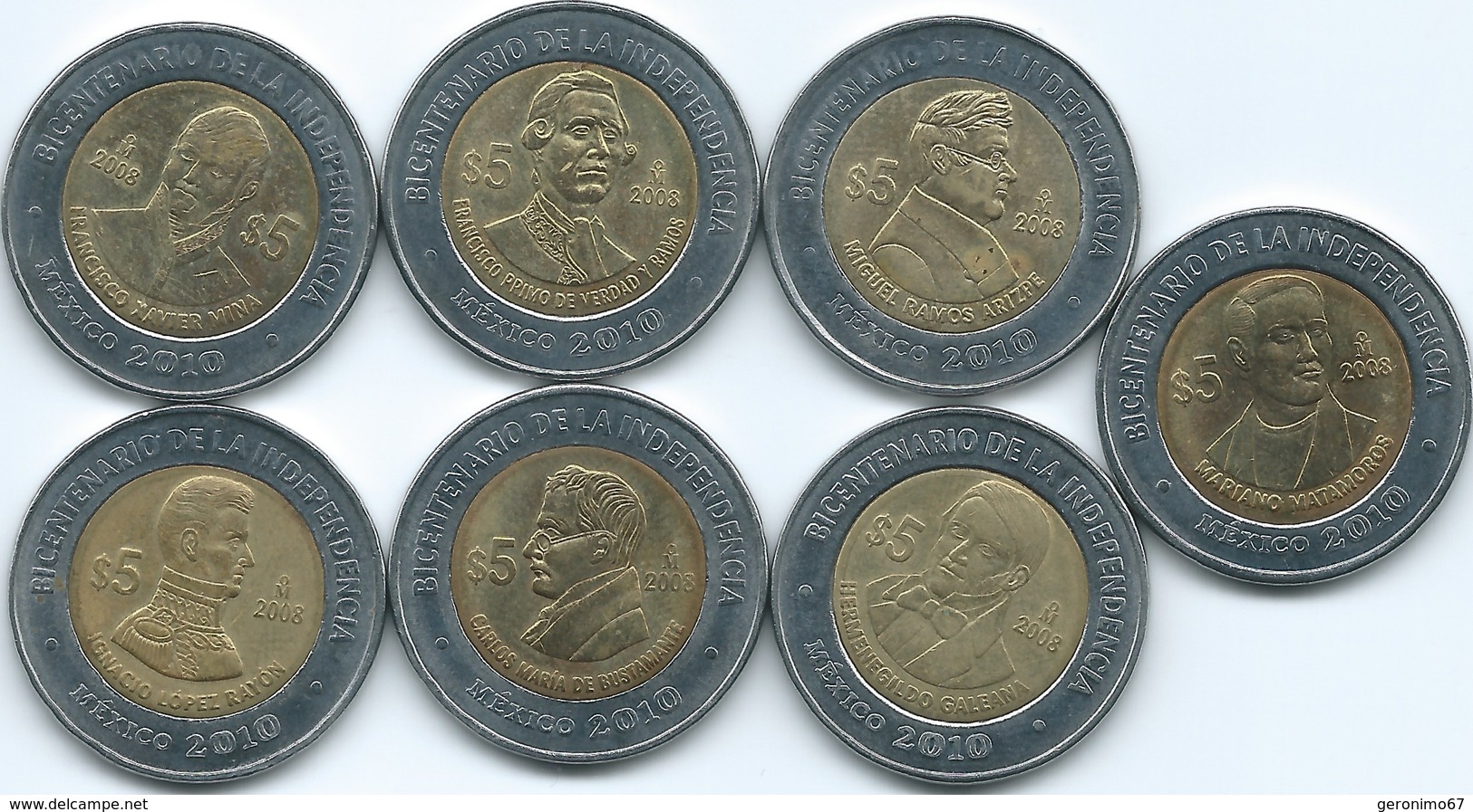 Mexico - 2008 - 10 Pesos - Independence Bicentennial - Rayón, Bustamente, Mina, Ramos, Matamoros, Arizpe & Galeana - Mexico